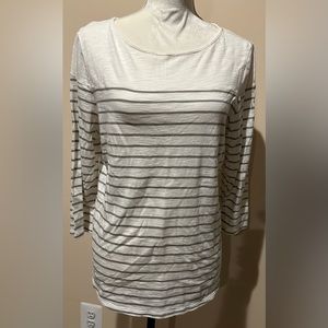 Chicos the ultimate tee white striped 1/2 sleeve Shirt sz L (12) / chicos 2